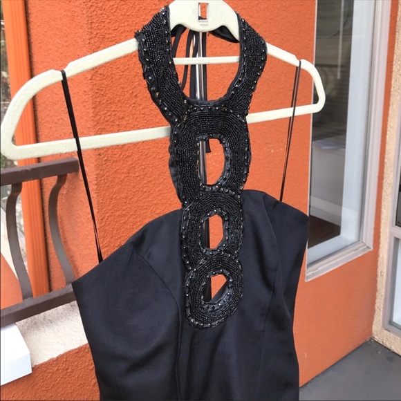ABS Black halter beaded dress - Picture 3 of 8